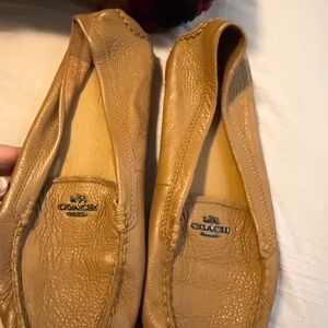 Coach Women's Tan Leather Slip-On Ballet Flats